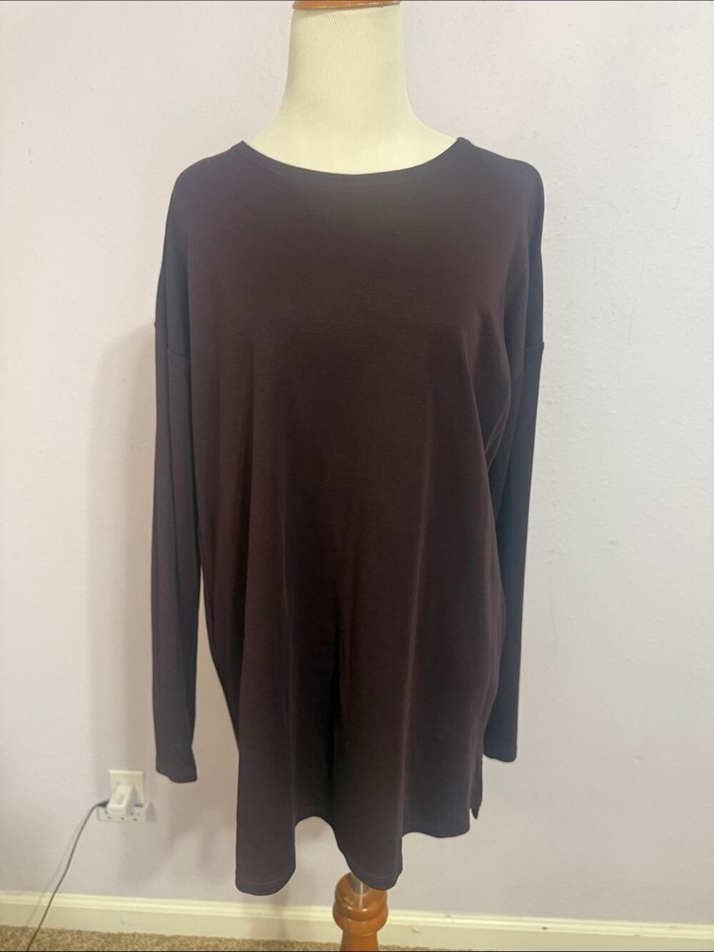 J. Jill Women Burgundy Simply Supima Crewneck Tunic Size Medium